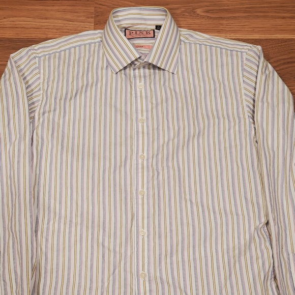 Thomas Pink L/S Striped Casual Dress Shirt Size M - Picture 4 of 6